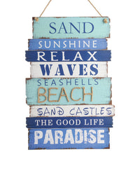 Decoris 23.62 in. H x 14.76 in. W x 0.31 in. L Natural Burlap/MDF Beach Wall Sign (Pack of 6)