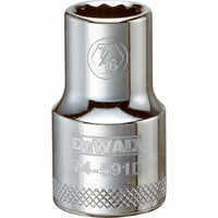 SAE Socket, Shallow, 12-Point, 7/16-In., 1/2-In. Drive