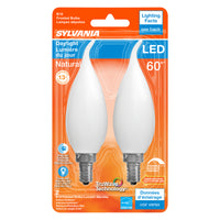 Sylvania Natural B10 E12 (Candelabra) LED Bulb Daylight 60 Watt Equivalence 2 pk