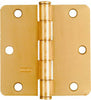 National Hardware N186-916 3-1/2 X 3-1/2 Round Corners Satin Brass Door Hinges 2 Pack (Pack of 5)