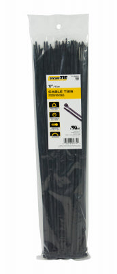 Standard Duty Cable Tie, UV Black, 17-In., 100-Pk.