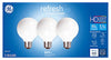 GE Lighting 43317 5.5 Watt E26 G25 Frosted Daylight LED Dimmable Refresh HD Light Bulbs 3 Count