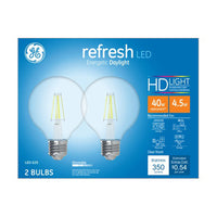 LED Light Bulbs, G25, Clear Daylight, 350 Lumens, 4.5-Watts, 2-Pk.