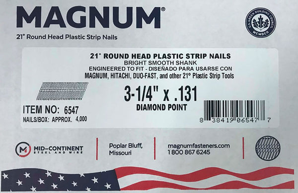 Magnum 3-1/4 in. Angled Strip Nails 21 deg. Smooth Shank 4000 pk