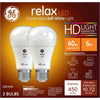 GE Relax A19 E26 (Medium) LED Bulb Soft White 40 W 2 pk