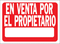 Hy-Ko Plastic Lawn Sign Red 18" X 24" De Venta Por El Propietario (For Sale By Owner) Plastic (Case of 5)