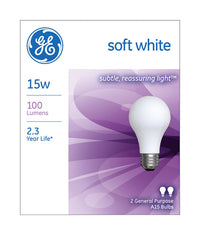 GE 15 watts A15 A-Line Incandescent Bulb E26 (Medium) Soft White 2 pk