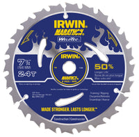 Irwin 14035 7-1/4" 24 Tooth Welded Carbide Circular Saw Blade