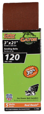 Gator 21 in. L X 3 in. W Aluminum Oxide Sanding Belt 120 Grit Fine 5 pc