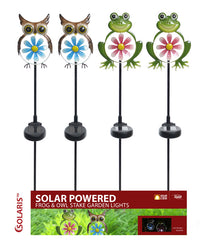 Alpine Metal Assorted 36 in. H Owl & Frog Solar Garden Stake (Pack of 12)