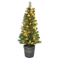 Artificial Christmas Entryway Tree, Prelit Saratoga, 100 Clear Lights, 48-In.