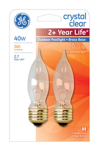 GE 40 W CA9 Decorative Incandescent Bulb E26 (Medium) Soft White 2 pk