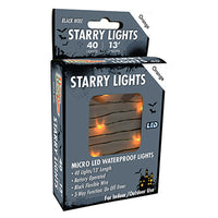 Halloween LED Micro Light Set, Orange, Black Wire, Battery Operated, 40-Ct.