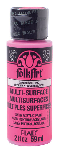 Plaid FolkArt Satin Bright Pink Hobby Paint 2 oz. (Pack of 3)