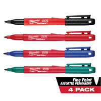 Milwaukee  INKZALL  Assorted  Fine Tip  Jobsite Marker  4 pk