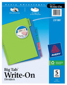 Avery 23180 Bigtab Write-On Dividers Assorted Colors  5 Count