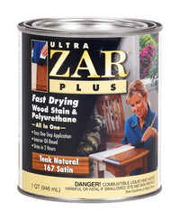 ULTRA ZAR Plus Satin Teak Natural Oil-Based Fast-Drying Wood Stain and Polyurethane 1 qt. (Pack of 4)