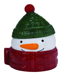 Hallmark Snowman Treat Jar Christmas Decoration White Ceramic 7.75 in. 1 pk (Pack of 4)