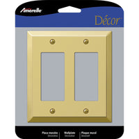 Amerelle Century Polished Brass Beige 2 gang Stamped Steel Rocker Wall Plate 1 pk