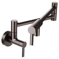 Black stainless two-handle kitchen faucet