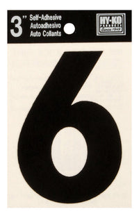 Hy-Ko 3 in. Black Vinyl Number 6 Self-Adhesive 1 pc. (Pack of 10)