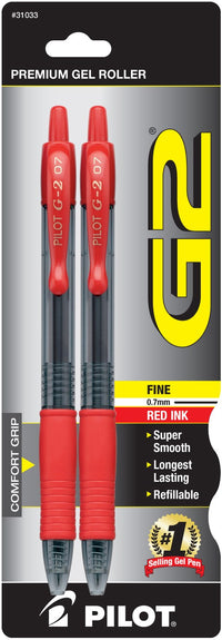 Pilot 31033 Red Fine Point G2® Retractable Pen (Pack of 6)