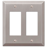 Amerelle Century Brushed Nickel Gray 2 gang Stamped Steel Rocker Wall Plate 1 pk