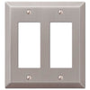 Amerelle Century Brushed Nickel Gray 2 gang Stamped Steel Rocker Wall Plate 1 pk