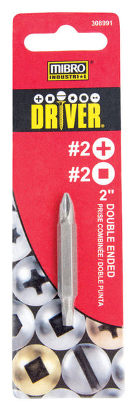 Mibro Phillips/Square PH#2 and SQ#2 in. X 2 in. L Double-Ended Screwdriver Bit S2 Tool Steel 1 pc