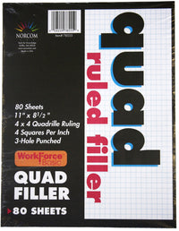 Norcom 78555-12 11 X 8.5 Quad Ruled Filler Paper 80 Count