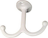 Wall Hook for Clothes, Under-Shelf, Double Prong, White, 2-Pk.