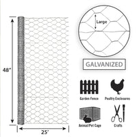 Garden Zone  48 in. H x 25 ft. L 20 Ga. Silver  Poultry Netting