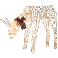 Celebrations LED White 24 in. 3D Wire Deer with Red Plaid Bow Yard Decor