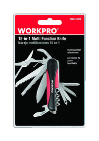 WorkPro Black/Red Stainless Steel Multi-Function Knife (Pack of 12)