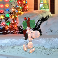 32" Peanuts Pre-Lit 2D Yard Art Snoopy With Present