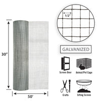 Garden Zone  30 in. W x 50 ft. L Silver Gray  Steel  Hardware Cloth