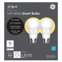 GE Lighting A19 E26 (Medium) LED Smart Bulb Soft White 60 Watt Equivalence 2 pk