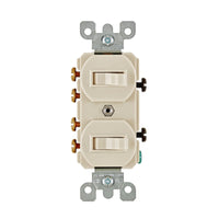 Leviton 15 amps Three Pole Toggle Duplex Combination Switch Light Almond 1 pk