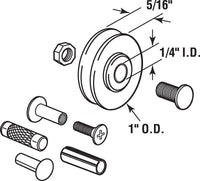 Prime-Line  1 in. Dia. x 3/8 in. L Steel  Roller Assembly  2 pk