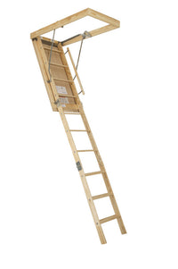 Louisville 7 To 8.75 ft. Ceiling 22.5 in. x 54 in. Wood Attic Ladder Type I 250 lb. capacity 8.9 ft.