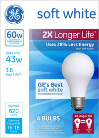 GE 43 W A19 Decorative Halogen Bulb 620 lm Soft White (Pack of 12)