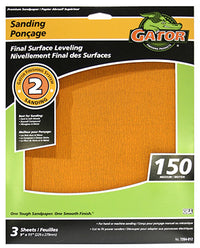 Sandpaper, 150-Grit, 9 x 11-In., 3-Pk.