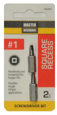 #1 Square Recessed Bit Tip, 1-In. 2-Pack (Pack of 6)