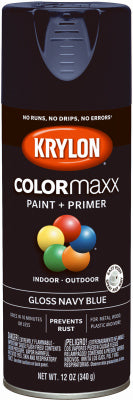 Krylon ColorMaxx Gloss Navy Blue Paint + Primer Spray Paint 12 oz (Pack of 6)