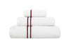 LINIM 3-Pcs Towel Set 100% Cotton White With Lines; Bath, Hand & Washcloth R Red