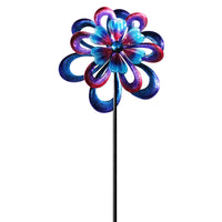 Alpine Blue Metal 94 in. H Round Flower Garden Stake Spinner