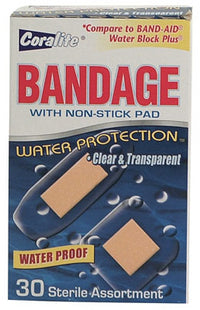 Bandage Assortment, Clear, Waterproof, 30-Ct.