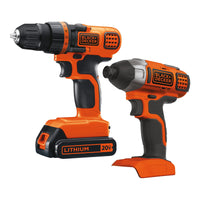 Black+Decker 20 V Cordless Brushed 2 Tool Drill/Driver and Impact Driver Kit