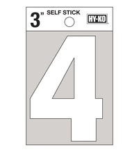 Hy-Ko 3 in. White Vinyl Number 4 Self-Adhesive 1 pc. (Pack of 10)