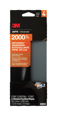 3M 9 in. L X 3-2/3 in. W 2000 Grit Silicon Carbide Sandpaper 5 pk